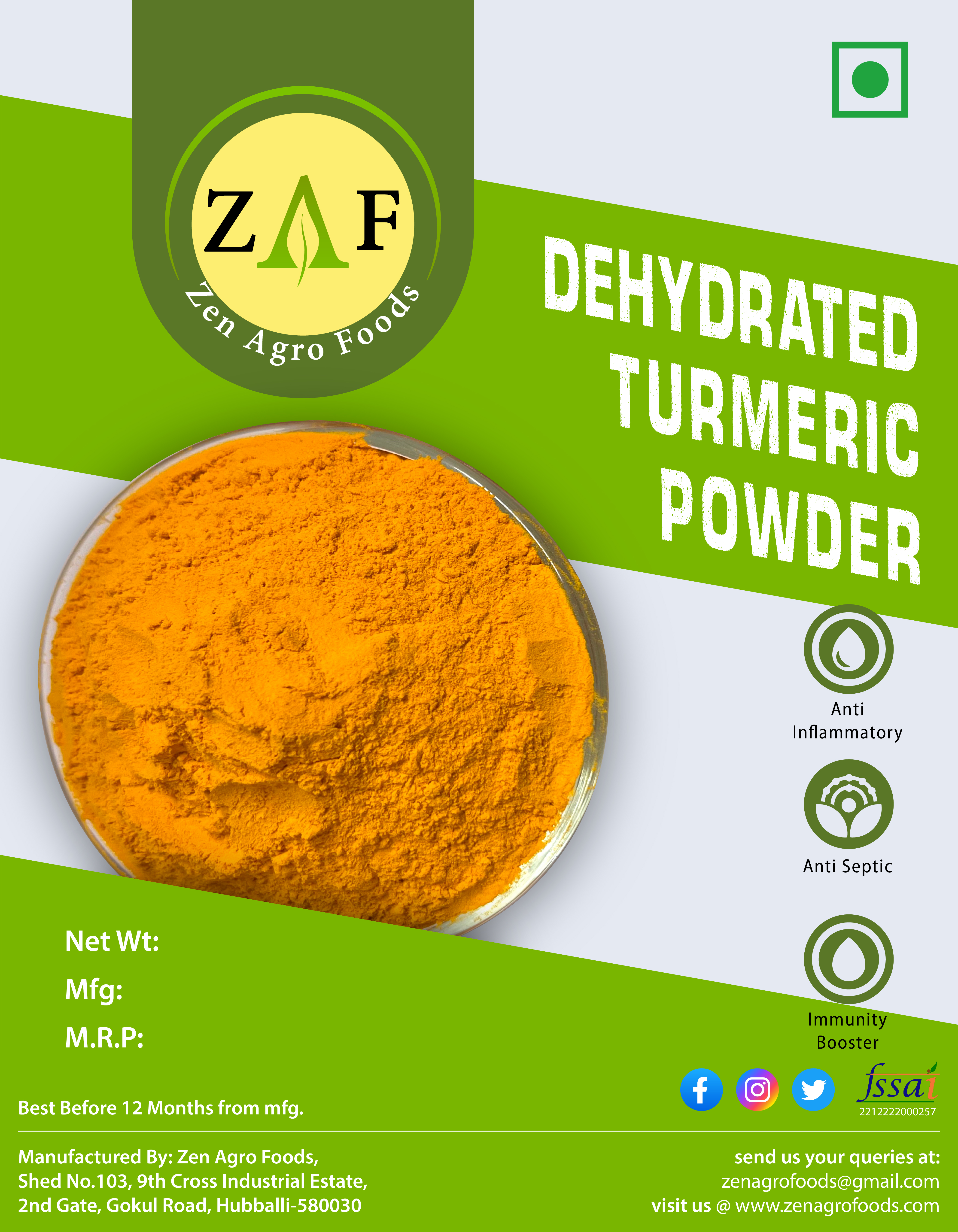 Dehydrated Turmeric Powder